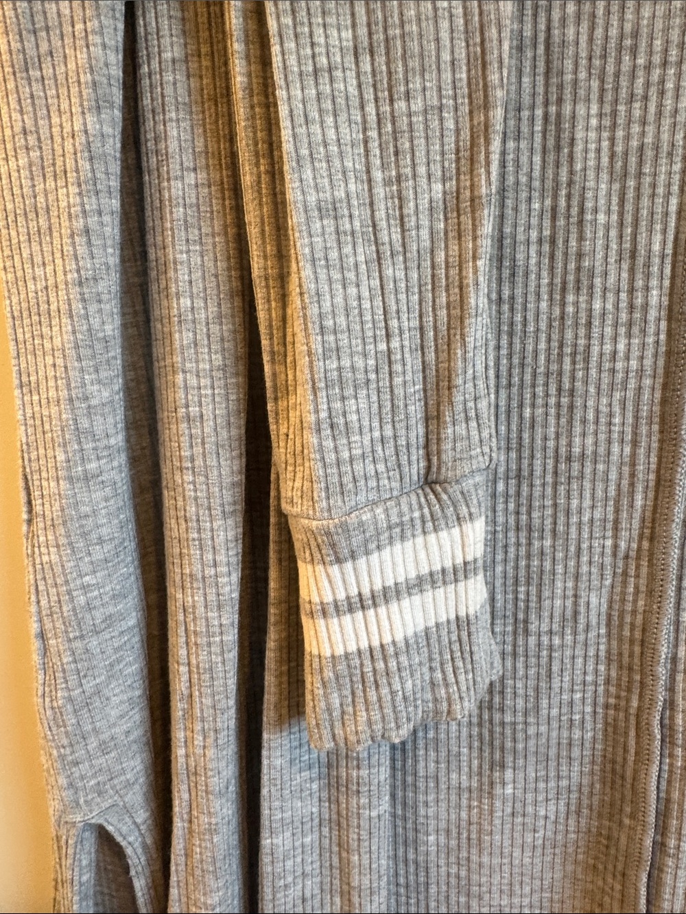 Ribbed Long Open-Front Robe - Light Gray - Picture 4 of 4